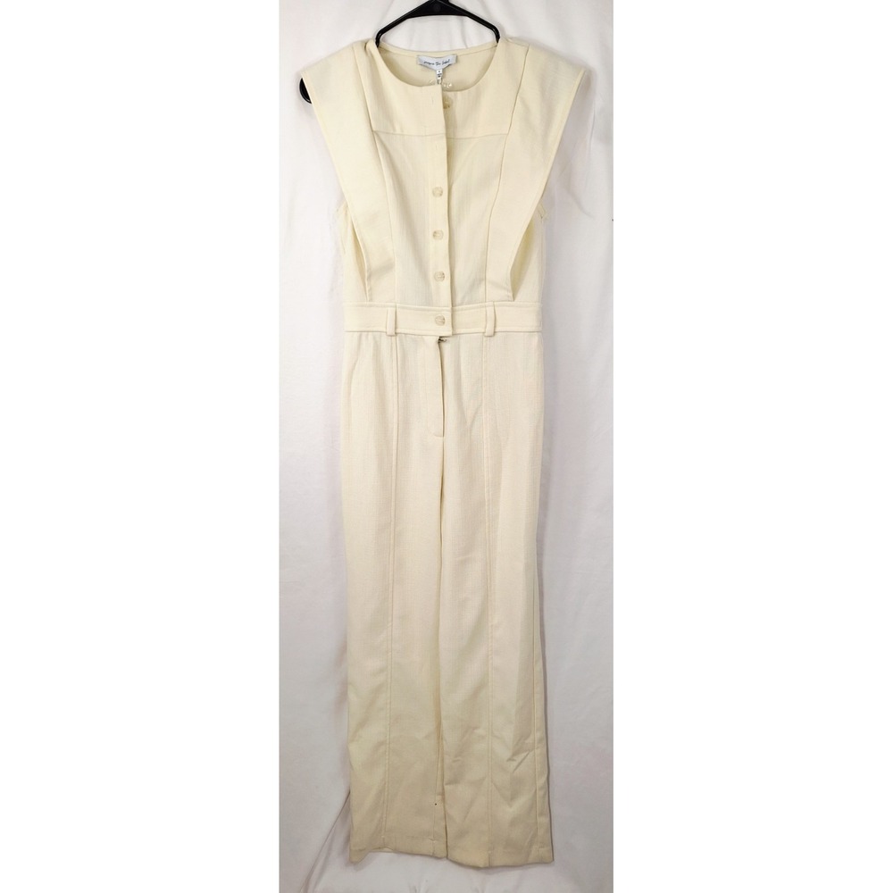 Jacque The Label Cream Straight Leg Sleveless‎ Jumpsuit Size Small NWT